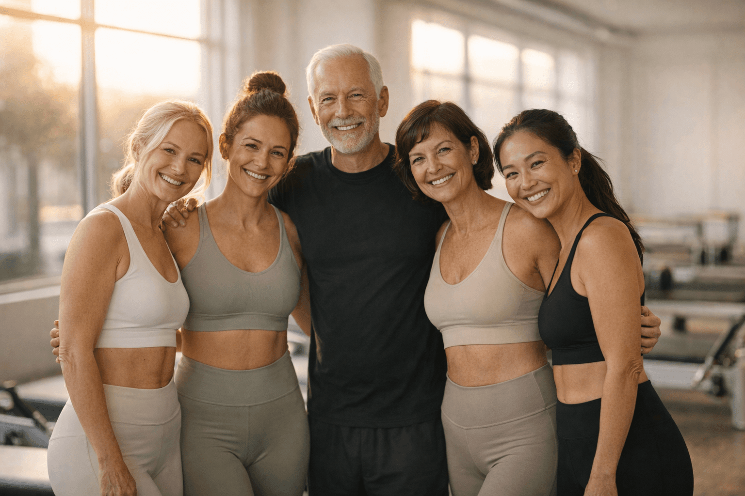 Alunos e professores de um estúdio de Pilates